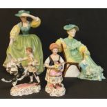 A Royal Crown Derby figure, modelled by Edward Drew, Flower Seller, 11cm, another Shepherd; a