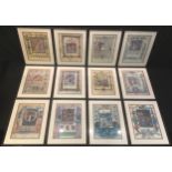 Pictures and Prints - a collection of twelve Medieval illuminated manuscript prints, each approx.