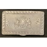 An early 19th century pewter snuff box, bearing Royal armorial