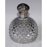 A Victorian silver mounted cut glass atomiser scent bottle, London, 1888, 16cm high