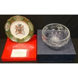 A Spode Derbyshire County Plate, limited edition 3/250, boxed; a large Stuart Crystal bowl, boxed (