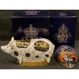 A Royal Crown Derby paperweight, Spotty Pig, Visitor's Centre exclusive, limited edition 449/1,