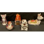 A Royal Crown Derby paperweight, Donkey Foal, silver stopper, others, Red Squirrel, Mouse, Kitten,