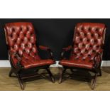 A pair of office reception or boardroom chairs, of William IV style, 90cm high, 61cm wide, the