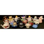 A collection of novelty teapots, duck clown cat, etc; others, Chinese export ware, Staffordshire,