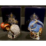 A Royal Crown Derby paperweight, Debenhams Grey Squirrel, gold stopper, boxed; another, Derby Ram,