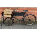 An early 20th century Raleigh butcher's delivery bicycle, Brooks seat