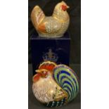A Royal Crown Derby paperweight, Farmyard Hen, limited edition 998/5,000, gold stopper, certificate,