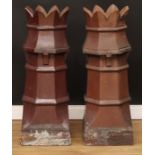 Salvage & Reclamation - a pair of Victorian crown top chimney pots, 96cm high, the base 35.5cm