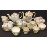 A Crown Staffordshire Floral pattern coffee service for six comprising coffee pot, cream jug,