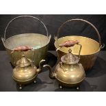 Metal Ware - kitchenalia - two brass jam pans; etc (4)