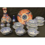 Oriental Ceramics - a Japanese Imari bottle vase, Meiji period; a Chinese prunus vase; a blue and