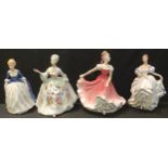 A Royal Doulton figure Diana HN2468; three others, Alison HN2336, Olivia HN3339 and Beatrice