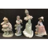 A Lladro figure, A Step In Time; others, Bongo Beat and Girl With Flowers; a Nao figure, Spanish