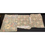 Textiles - a pair of Sanderson curtains, Golden Lily Minor, William Morris design, 114cm wide, 200cm