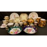 Continental Ceramics - a pair of shell shaped dishes; a Bavarian gilded and bejewelled part tea