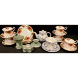 A Royal Albert Old Country Roses pattern tea set, a Royal Doulton Yorktown pattern tea for one