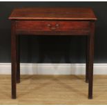 A George III mahogany side table, drawer to frieze, brass swan neck handle, 72.5cm high, 72cm