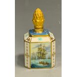 A Lynton porcelain canted square scent bottle, decorated by Stefan Nowacki, monogrammed, with