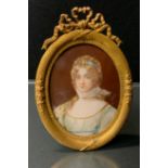 English School, 19th century, a portrait miniature, of a Diana, watercolour on ivory, oval, 8.75cm x