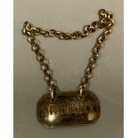 A George III silver bottle tag, Sherry, Charles Rawlings, London 1827