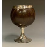 A George III silver mounted coconut cup, flared circular foot, 18.5cm high, Thomas Phipps & Edward