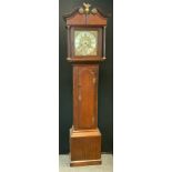 A 19th century oak longcase clock, the 27cm square dial with silvered chapter ring, Roman