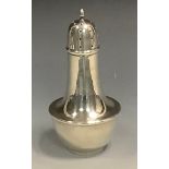 An Art Deco period silver sugar caster, screw-fitting cover, 16cm high, J Gloster Ltd, Birmingham