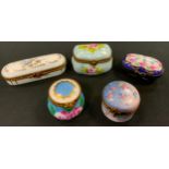 A French shaped rectangular trinket box, the cover painted with musical trophies, the sides with