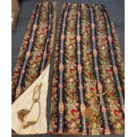 A large pair of 19th century French Country House printed cotton curtains, lined, each 148cm wide