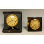 An early 20th century faux tortoiseshell travelling timepiece, Arabic numerals, 7.5cm high, c.