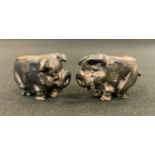 A novelty silver pin cushion, as a pig, 27mm long, Birmingham 1930, 15g; another similar, later, 925