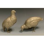 A pair of silver plated table centrepieces, of Quails, 19cm long