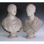 Emil Wolff (German, 1802-1879), a pair of marble portrait busts, John Talbot, 16th Earl of