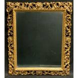 A 19th century giltwood rectangular wall mirror, the frame carved and pierced with foliate