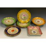 A Hammersley Botanical part dessert service, each with central flower within a gilt flower border,