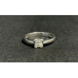 A modern square princess cut solitaire ring, approx 0.25ct, colour G, clarity SI, platinum shank,