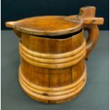 Treen - a 19th century willow bound tankard flagon, probably Scandinavian, 16.5cm high