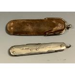 A Victorian silver multi-tool pocket knife, by Lund, Cornhill, with six folding implements