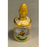 A Lynton porcelain barrel-shaped scent bottle, painted by Stefan Nowacki, monogrammed, with