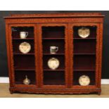 A 19th century Dutch mahogany and marquetry side cabinet or bookcase, rectangular top with shallow