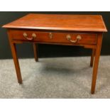 A 19th century mahogany desk, moulded oversailing top, long frieze drawer with compartmentalised