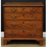 A George III mahogany chest, of small proportions, crossbanded rectangular top with moulded edge