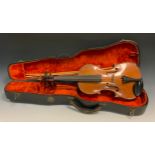 A full size French violin by Jean-Baptiste Colin, with 'Lutherie Artistique' label, with two-piece