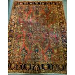 A large Persian, hand-knotted, Moharjeran rug, the central floral medallion within a field of