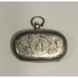 A Victorian silver rounded rectangular sovereign and half case, engraved and chased with foliate