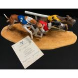 A Border Fine Arts model, A Night At The Dogs, sculptured by Margaret Turner, model No. B0905,