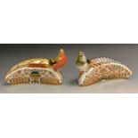 A pair of Royal Crown Derby paperweights, The 250 Collection Lady Amherst Pheasant, gold stopper,