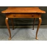 A 19th century mahogany side table, shaped top, cabriole legs, drawer to frieze, cabriole legs, 71cm