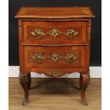 A 19th century French gilt metal mounted walnut commode, moulded crossbanded top above a slide and